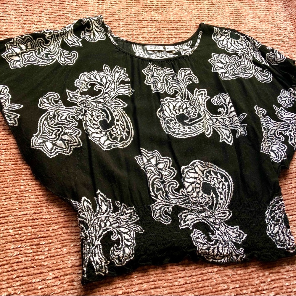 Black & White Scrunch Waist Blouse